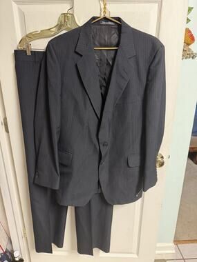 Garrison Park Blazer Jacket Mens 40r Black Pinstripe USA Vnt Pants 36x29 Vnt